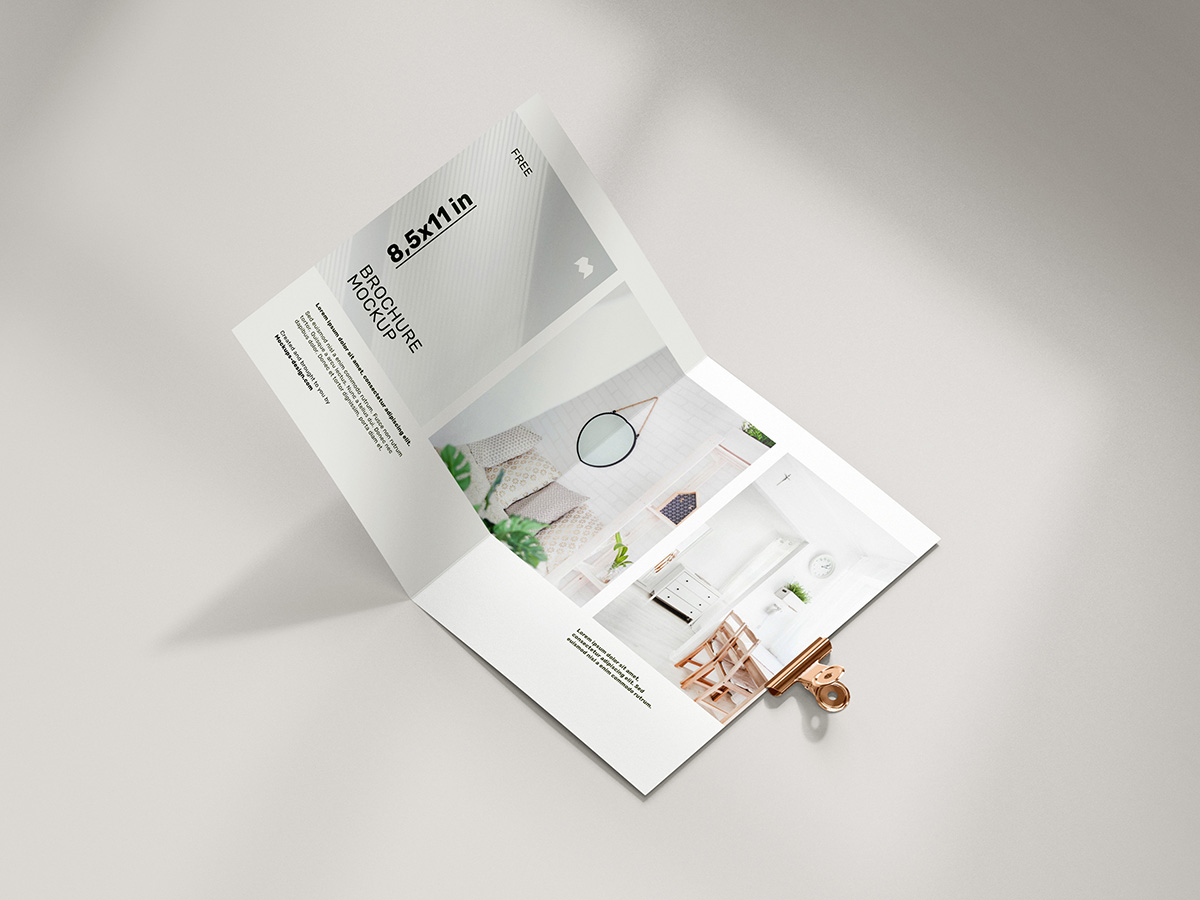 Free folded 8,5 x 11 in brochure mockup