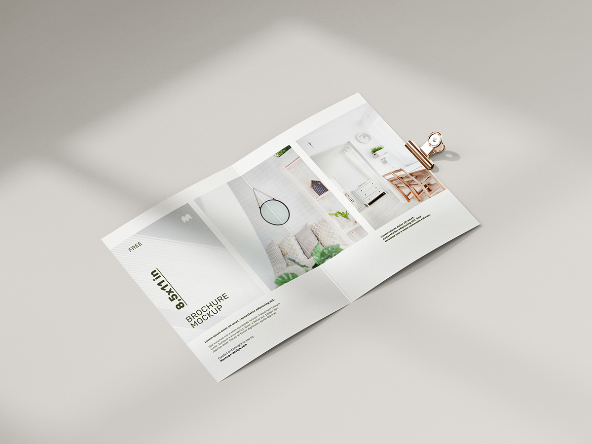 Free folded 8,5 x 11 in brochure mockup