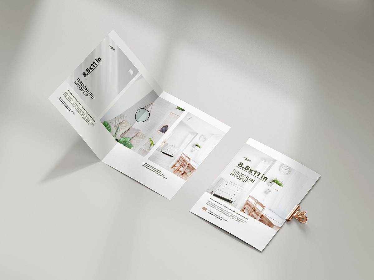 Free folded 8,5 x 11 in brochure mockup