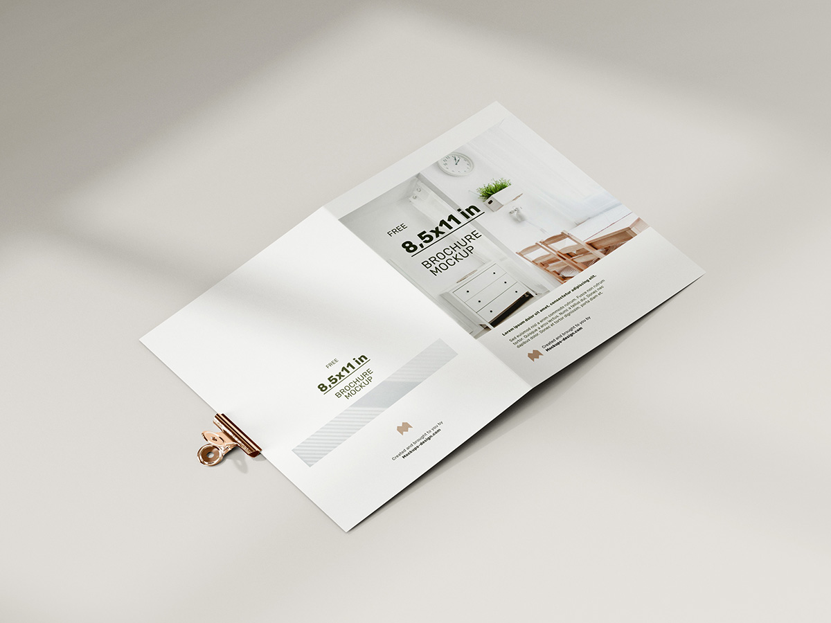 Free folded 8,5 x 11 in brochure mockup