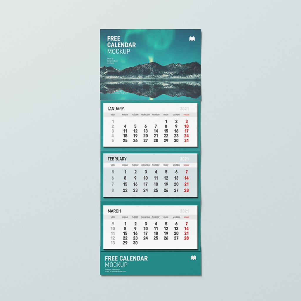 Free wall calendar mockup - Mockups Design