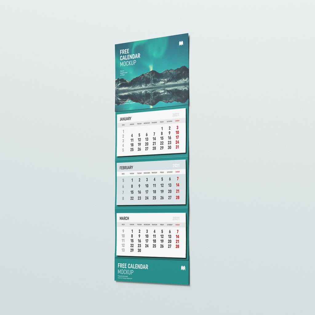 Free wall calendar mockup - Mockups Design