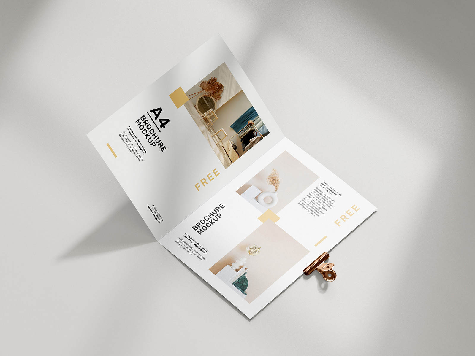 Free folded A4 brochure mockup