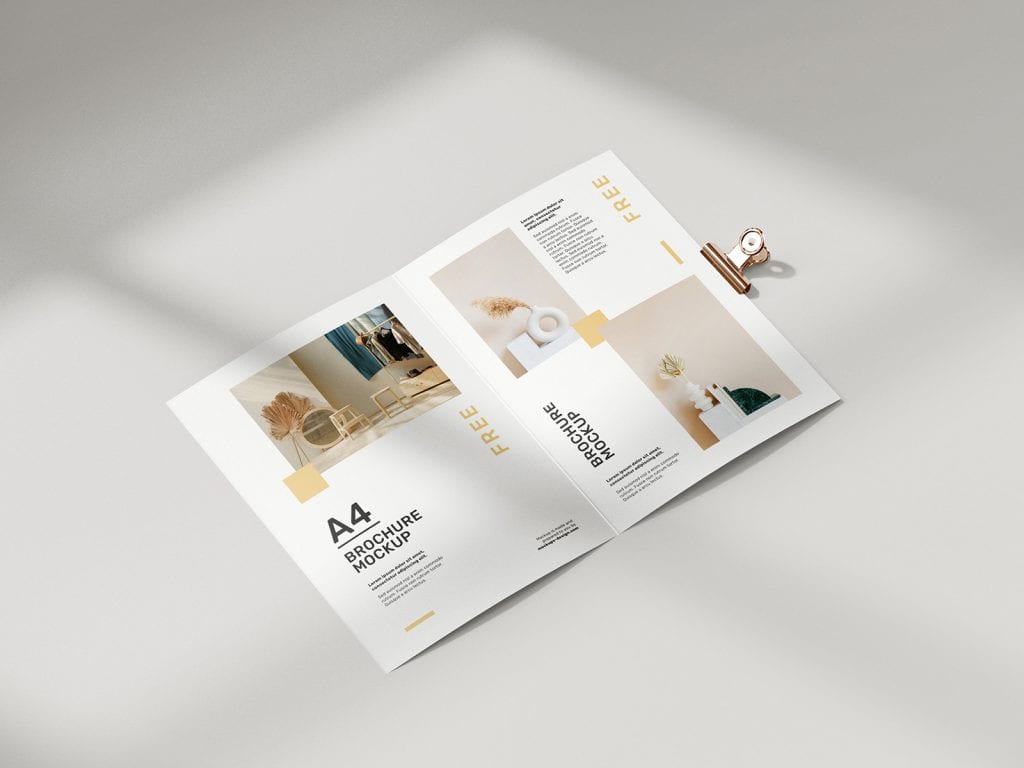 Free folded A4 brochure mockup - Mockups Design