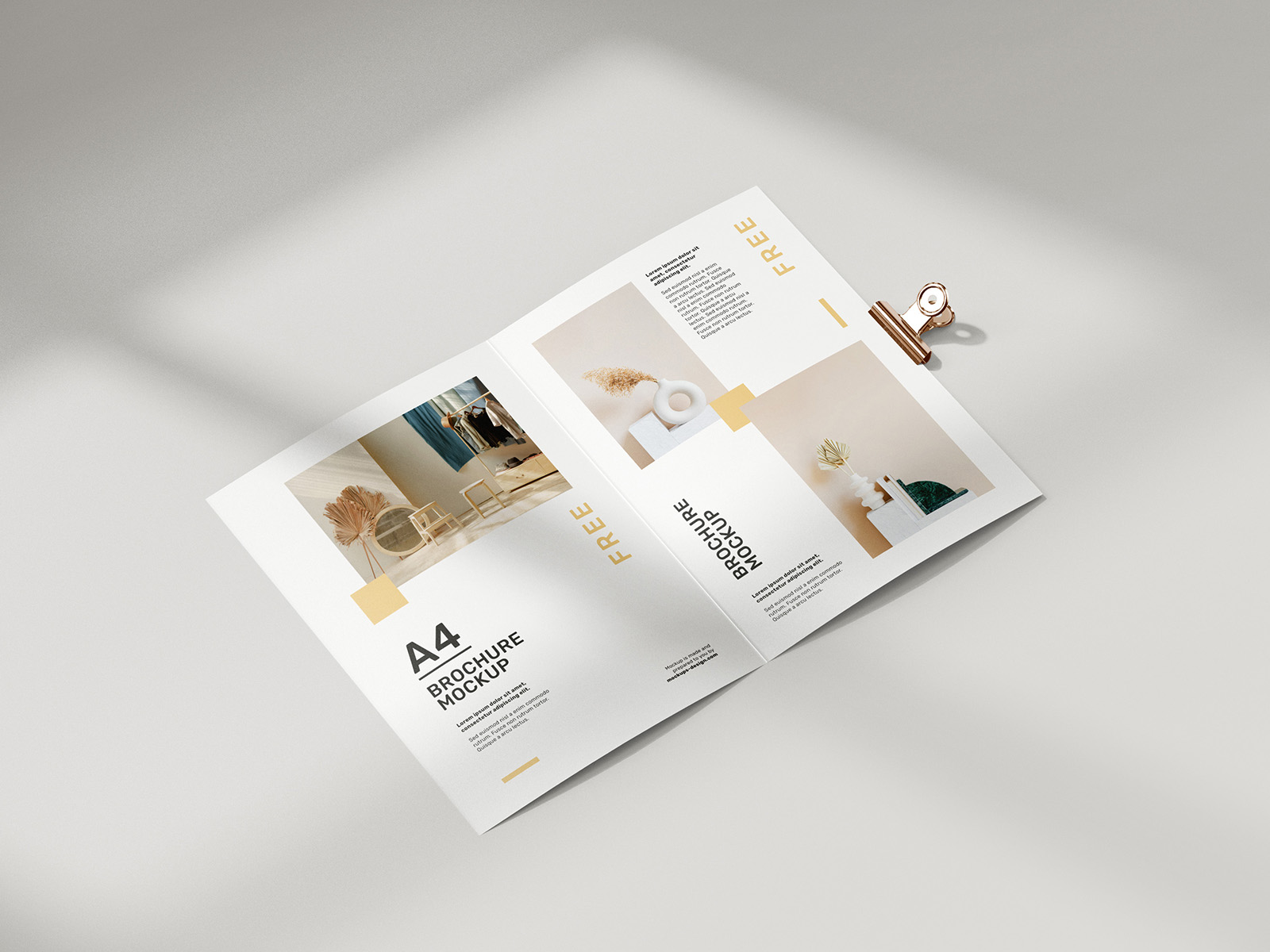 Free folded A4 brochure mockup