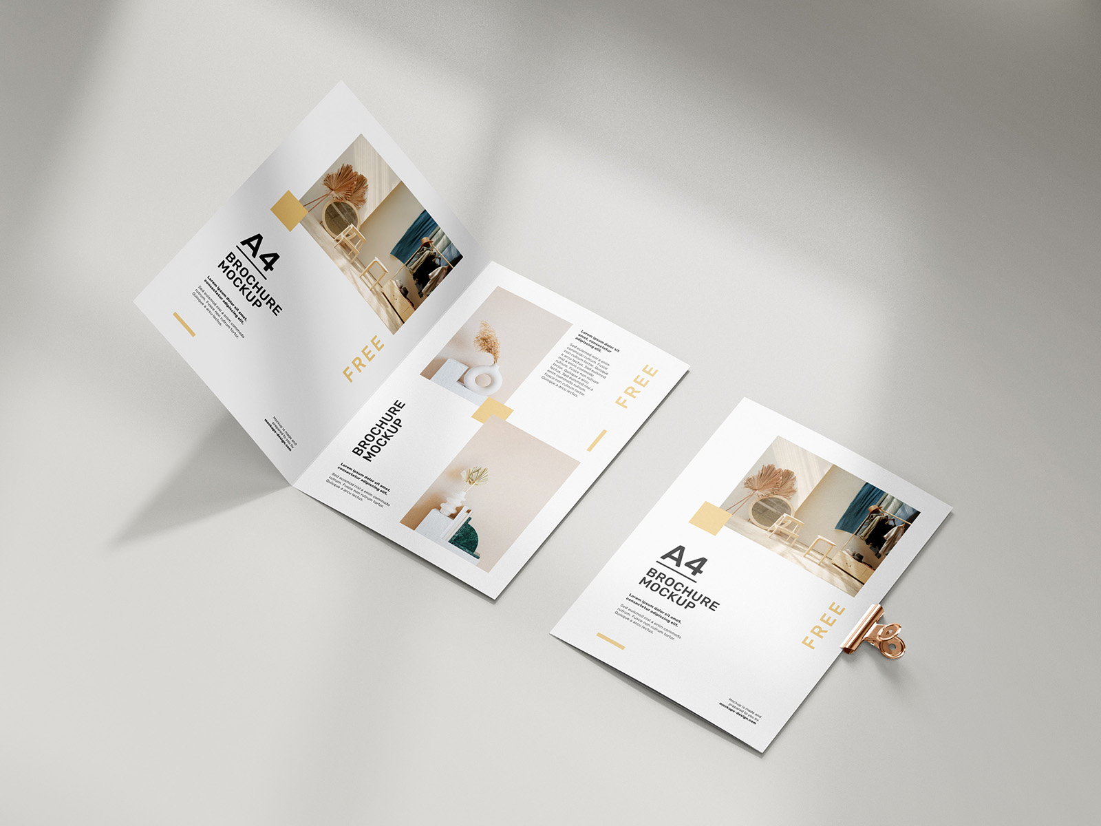 Free folded A4 brochure mockup