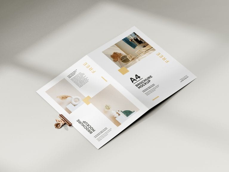 Free folded A4 brochure mockup - Mockups Design