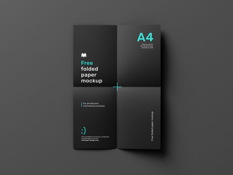Free folded paper mockup - Mockups Design