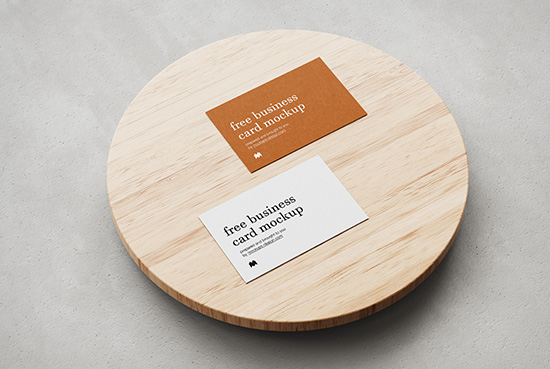 New Free Mockups – Business cards on wooden plate – Download Now