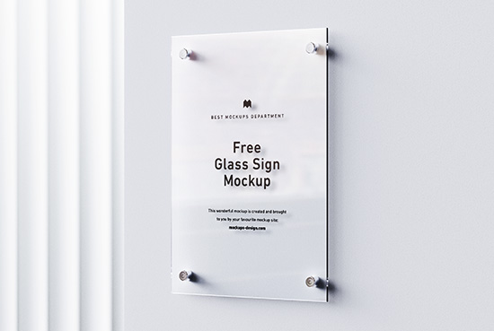 Free glass sign mockup