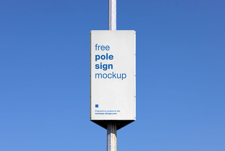 Free pole sign mockup