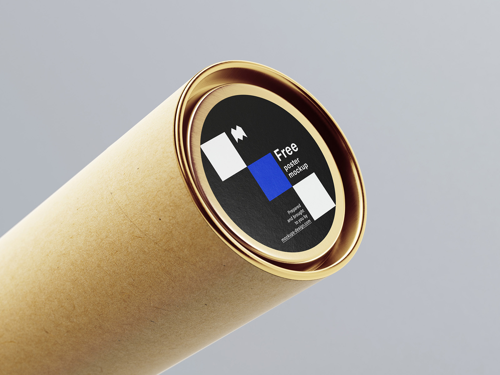 Free Rolled Canvas Poster with Paper Tube Mockup