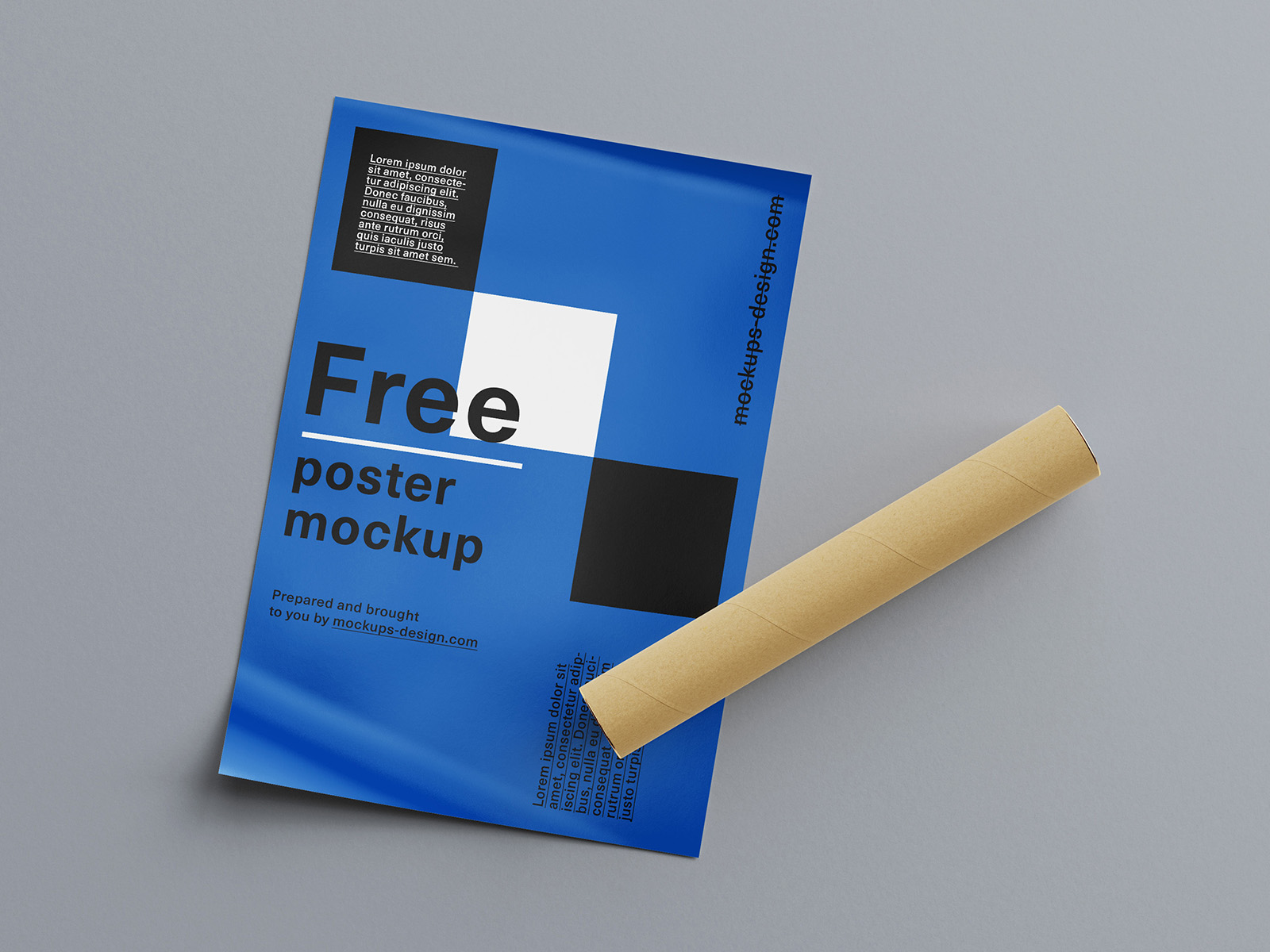 Free rolled poster mockup