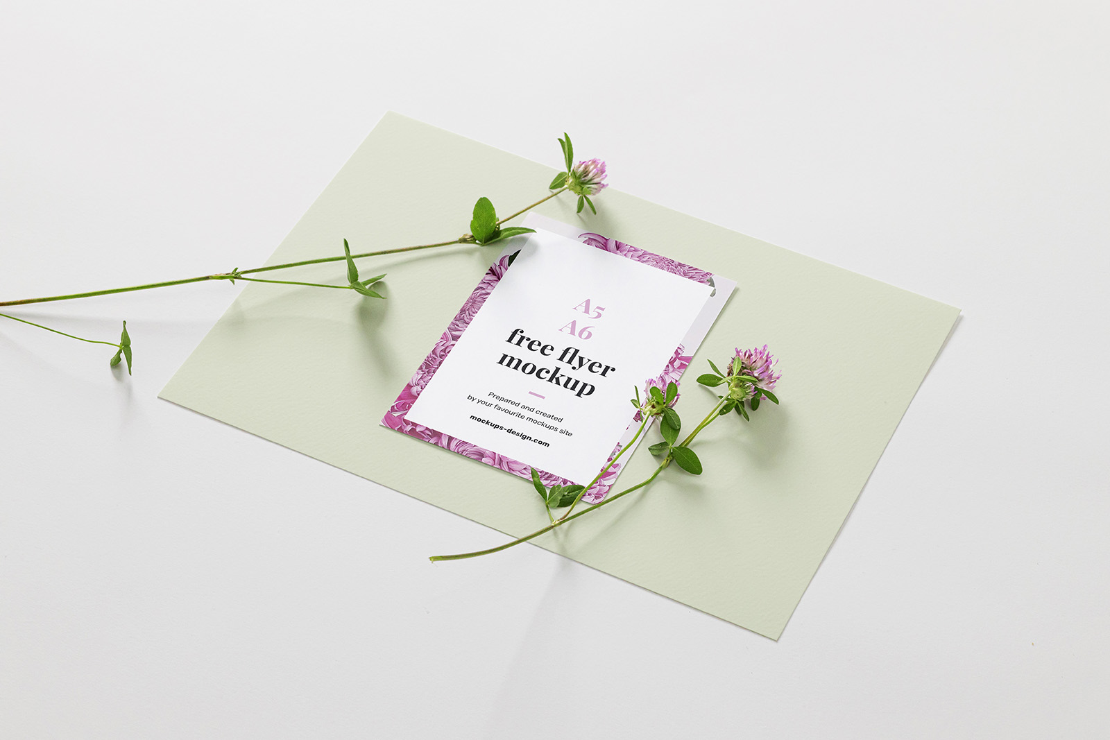 A6 flyer with flowers mockup