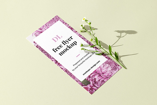 DL flyer with flower mockup