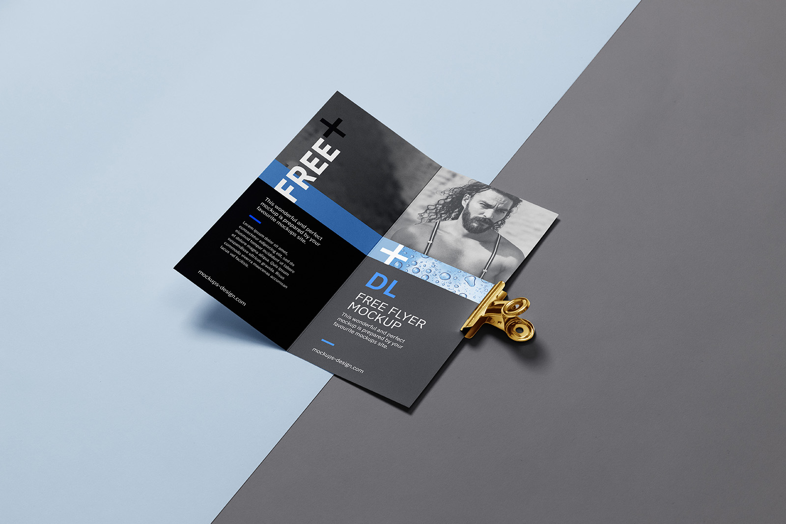 Bi fold DL flyer with a clip mockup