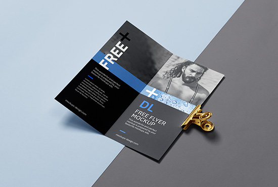 Bi fold DL flyer with a clip mockup