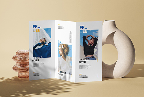 Tri-fold DL flyer scene mockup