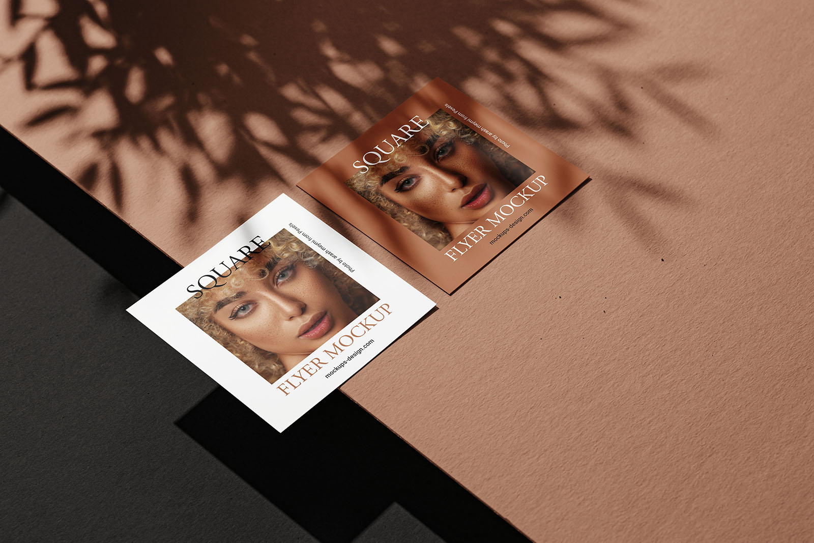 Square flyers and the strong shadows mockup