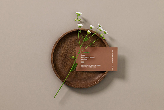 Business card with a flower mockup