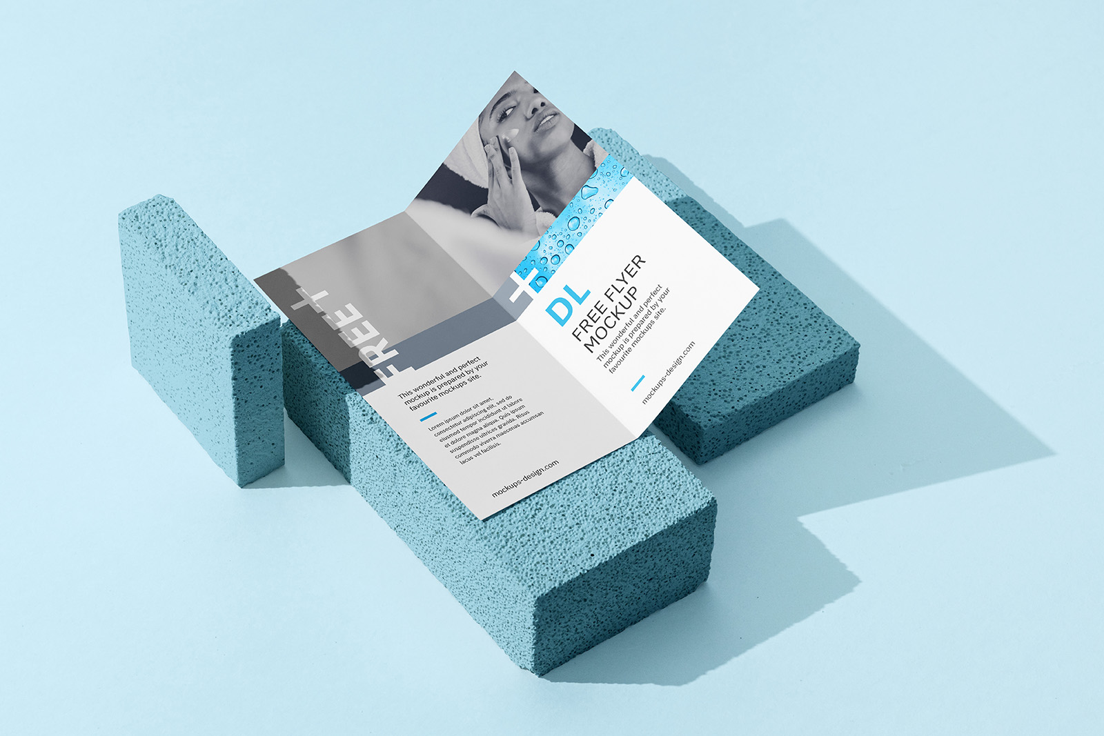 Bi fold DL flyer on a stone mockup