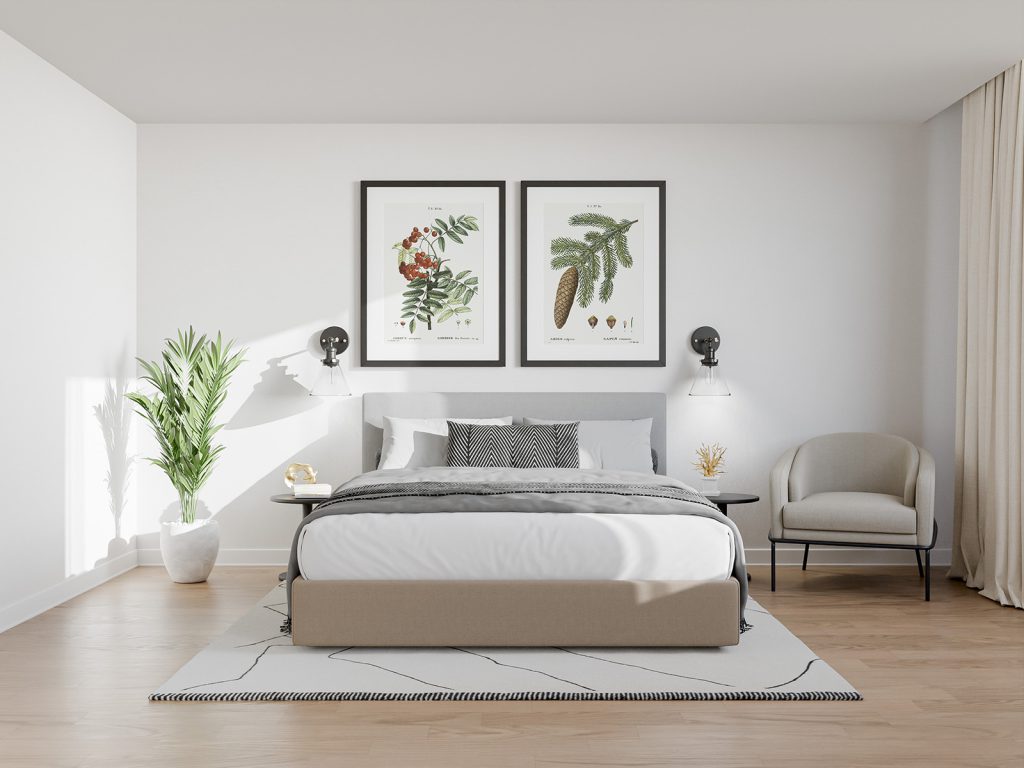 Double poster in bedroom mockup - Instant Download