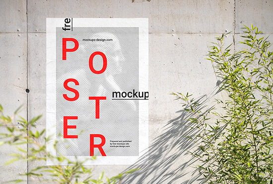 Poster on concrete wall mockup