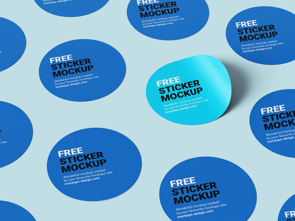 Free round sticker mockup - Mockups Design