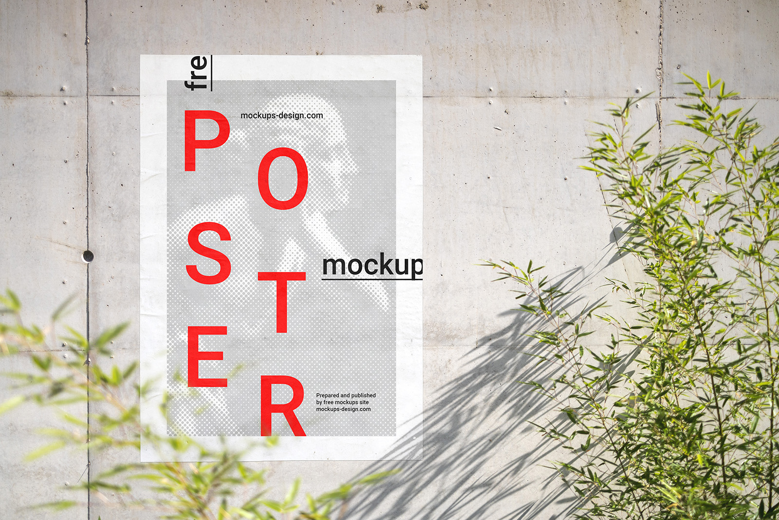 Poster on concrete wall mockup