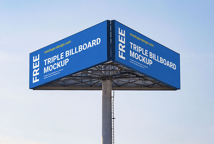 Triple billboard mockup