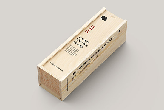 Free wooden wine box mockup