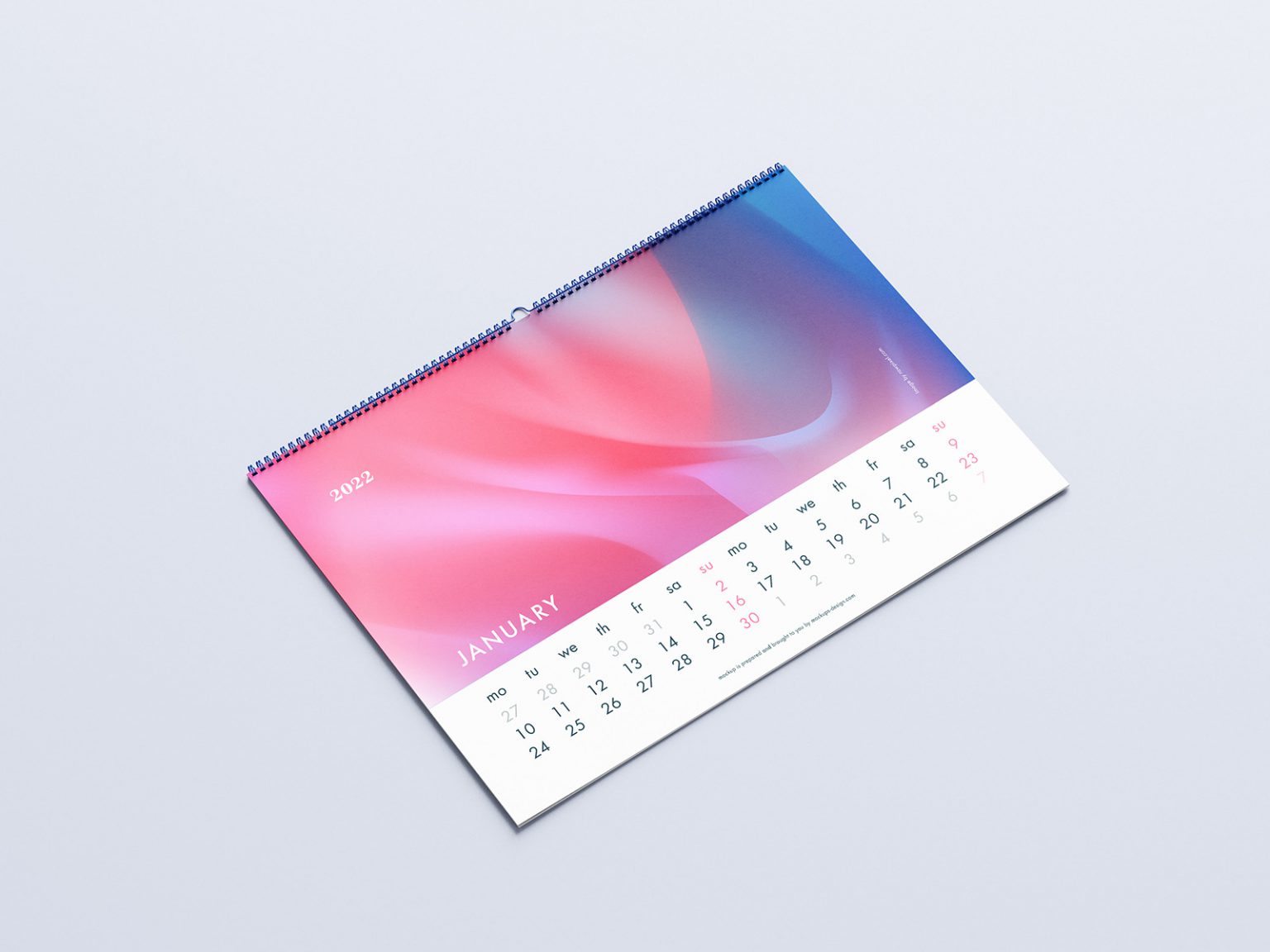 Free Horizontal A3 Wall Calendar Mockup - Mockups Design