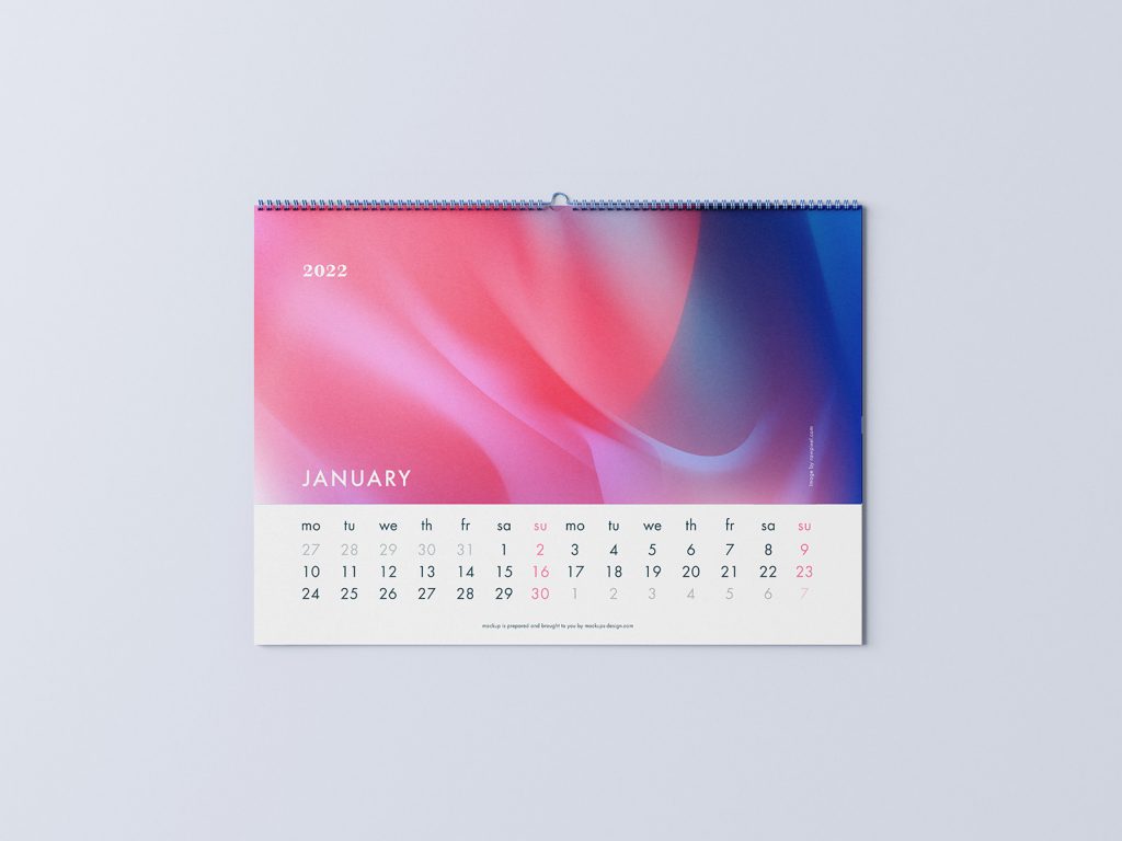 Free horizontal A3 wall calendar mockup - Mockups Design