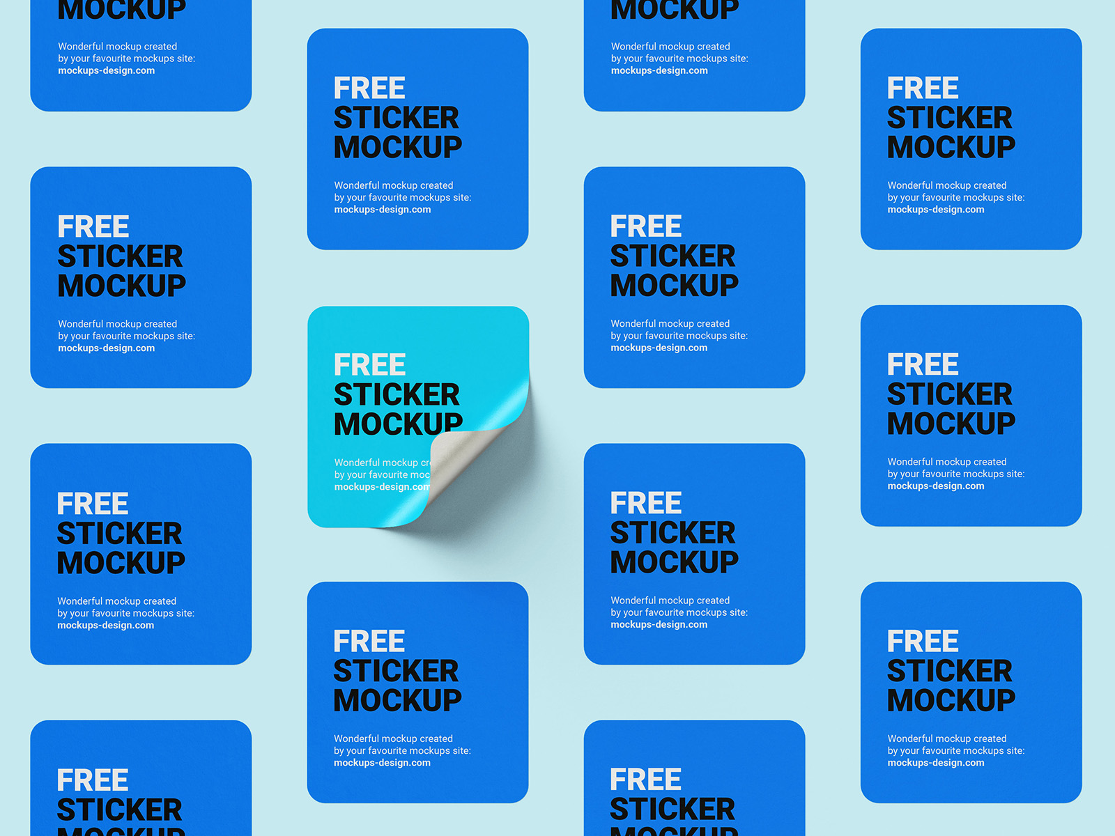 Free square sticker mockup