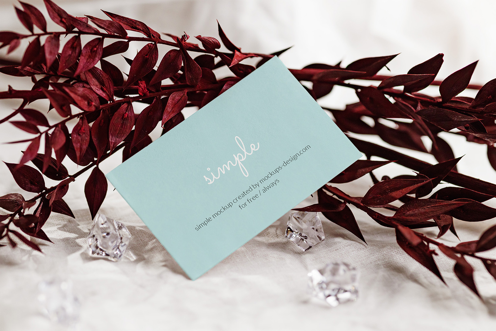 Business card on bright background mockup