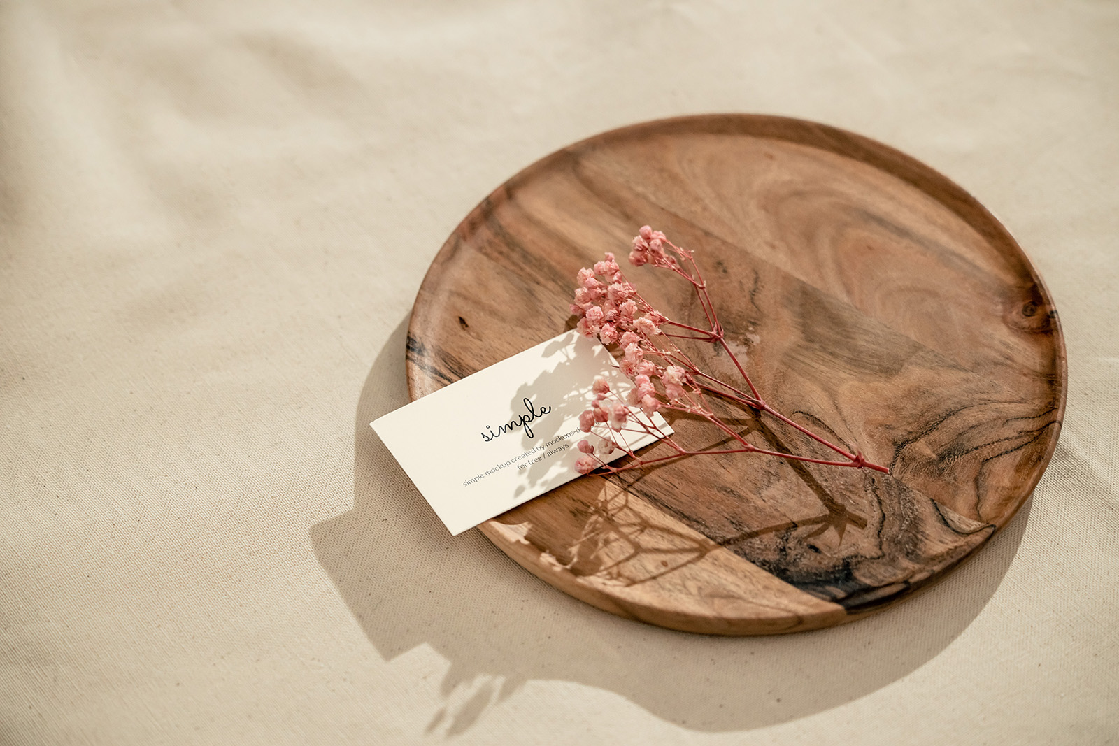 Business card with dried flowers mockup