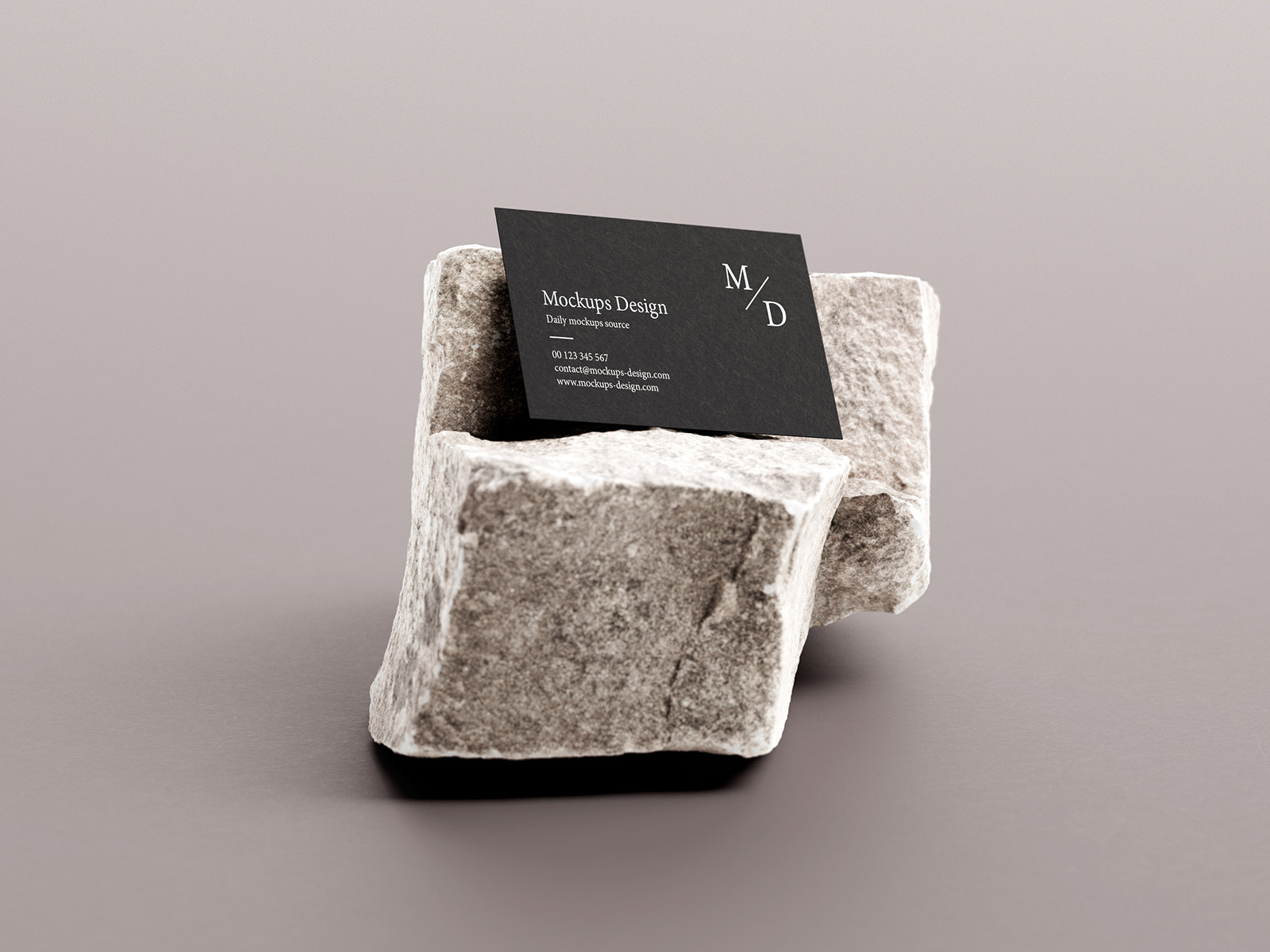 3,5x2 inches business cards on stone mockup