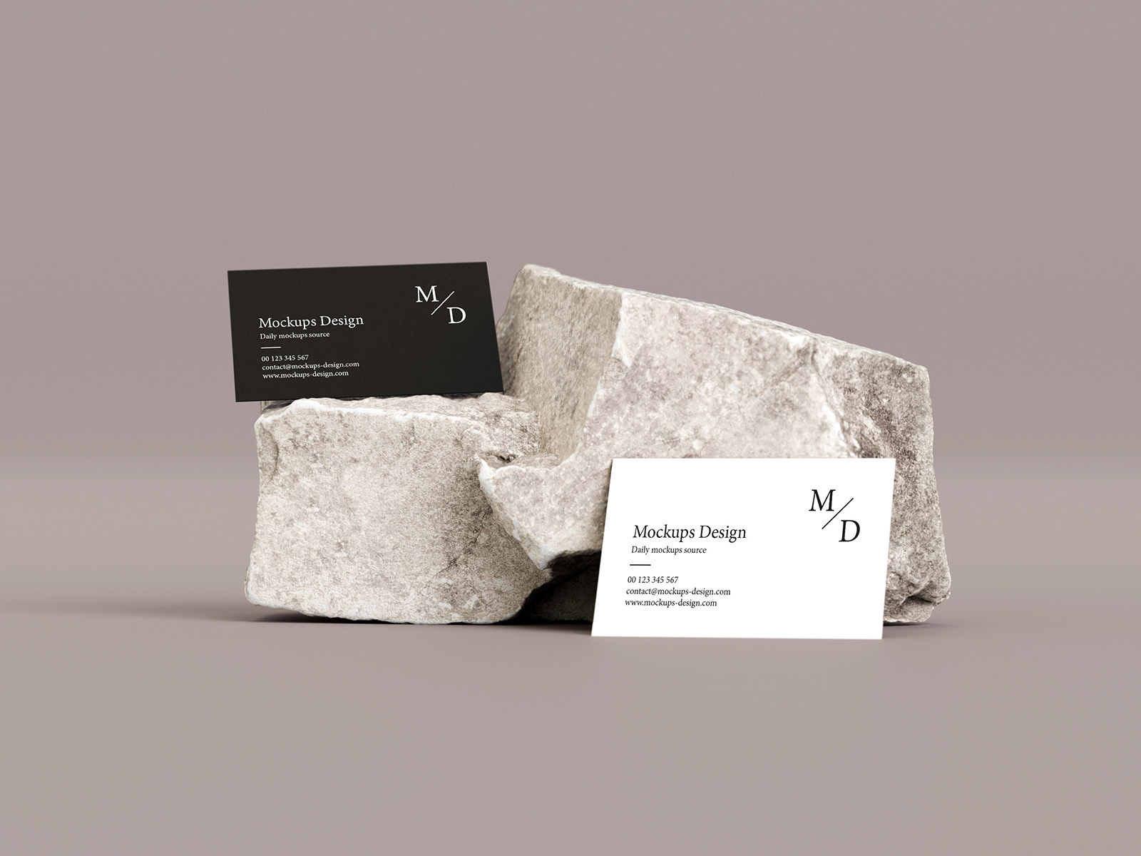 3,5x2 inches business cards on stone mockup