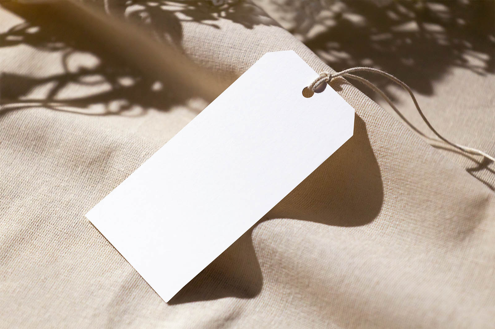 Label tag on linen material mockup