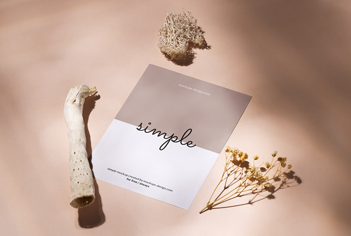 A6 flyer with dried plants mockup
