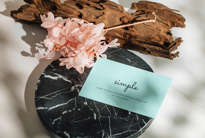 Business card on a marble tile mockup