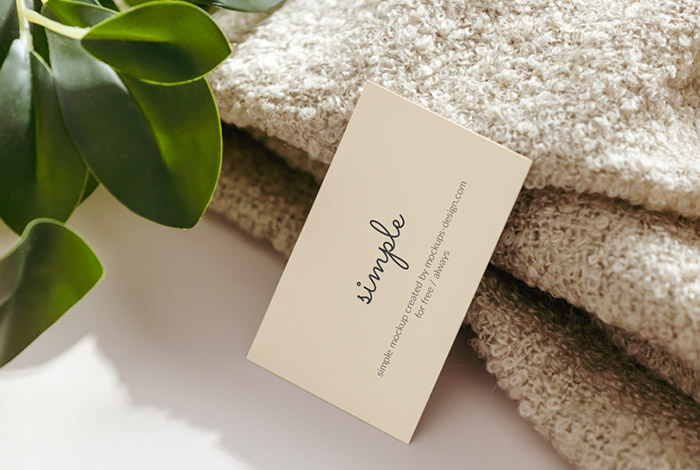 Business card with a towel mockup