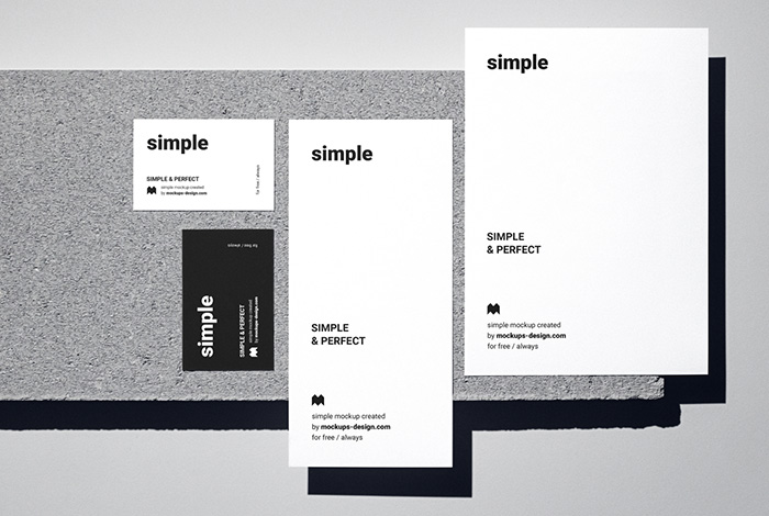 Simple stationery materials on stone mockup