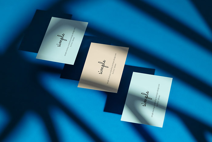 Three business cards with shadow mockup