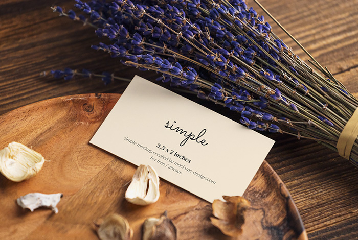 US business card with lavender mockup