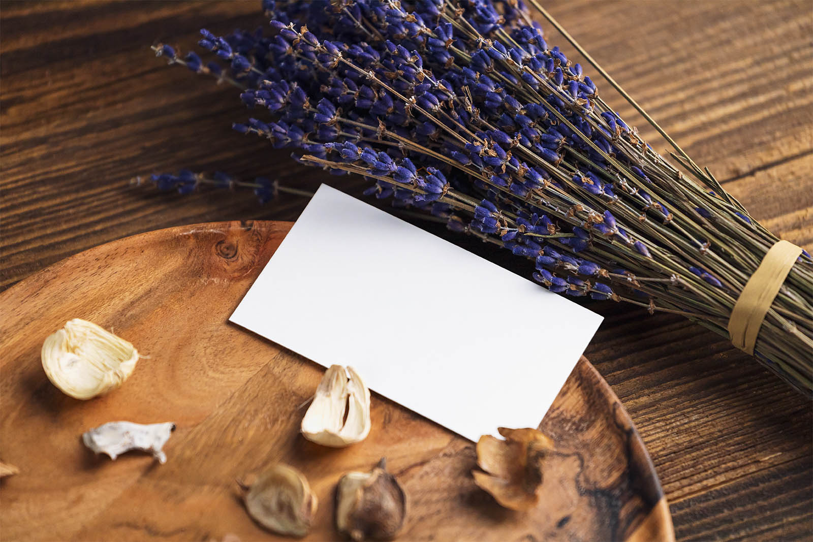 US business card with lavender mockup