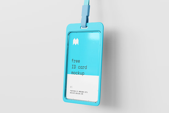 Free ID card holder mockup