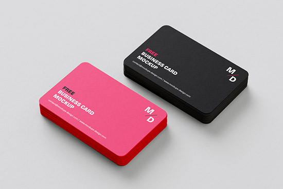 Free rounded business cards mockup