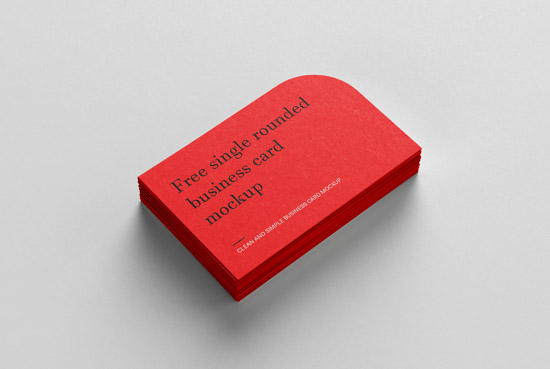 Free single rounded business cards mockup