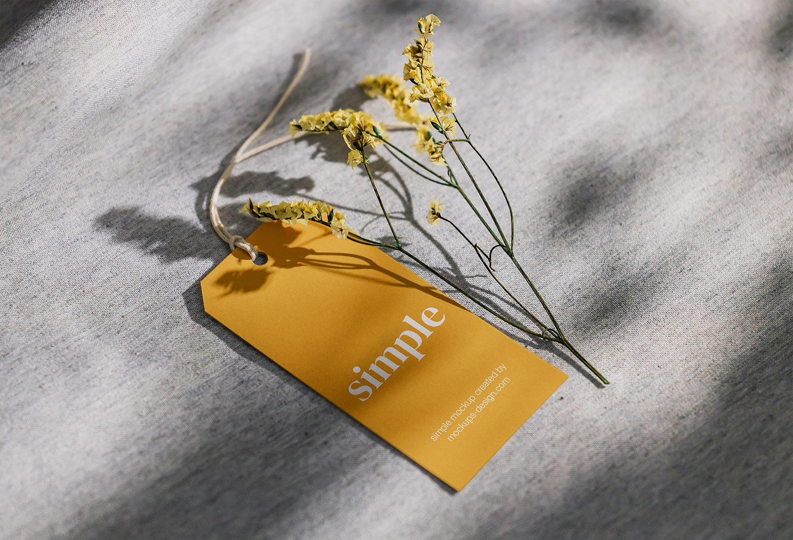 Label tag with dried flower mockup